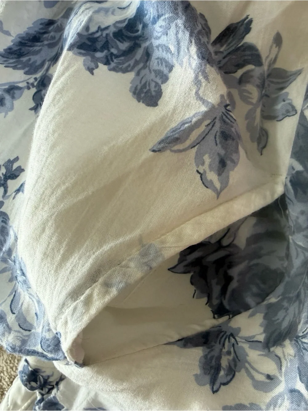 abercrombie kids White and Blue Floral Puff-Sleeve Dress